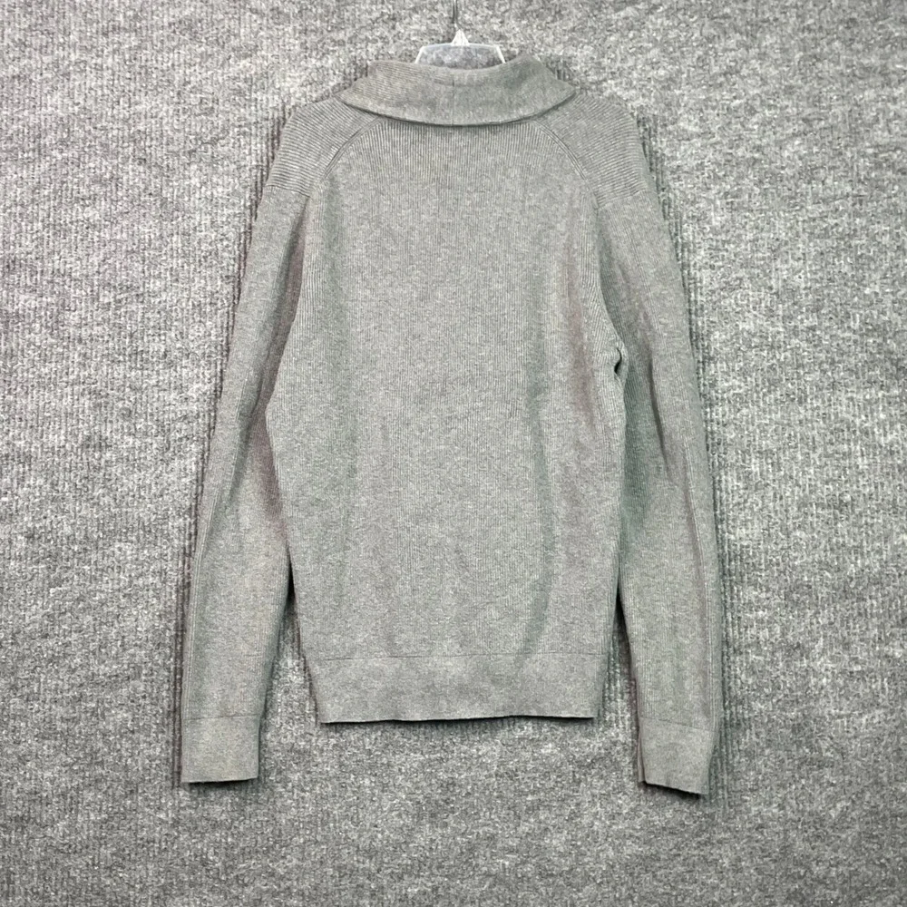 Michael Kors Shawl Collar Sweater Womens Large Grey Ribbed Knit Pullover Cotton
